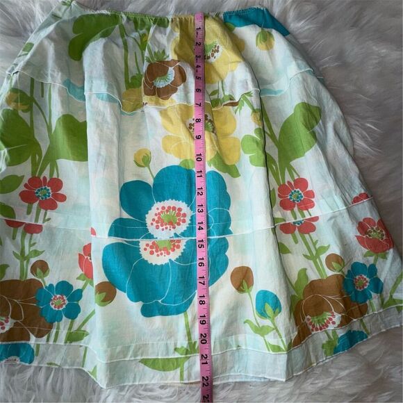 Floral Boho Cotton Flowy Midi Skirt Size S Cottagecore Whimsical A-Line Beach - Picture 10 of 11